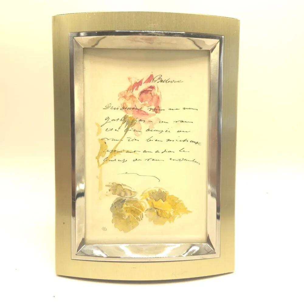Brushed Gold & Silver Tone Curved Photo Frame 4x6 Tabletop